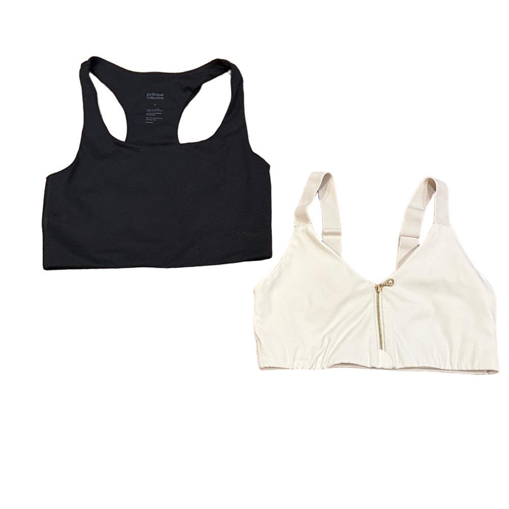 Girlfriend Collective 2 Bra Bundle - Ivory Monroe Sports + Black Paloma | Size S